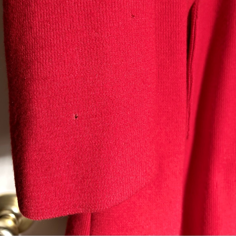 Vintage Red Wool Coat Embroidered Crochet Accents - Picture 10 of 14